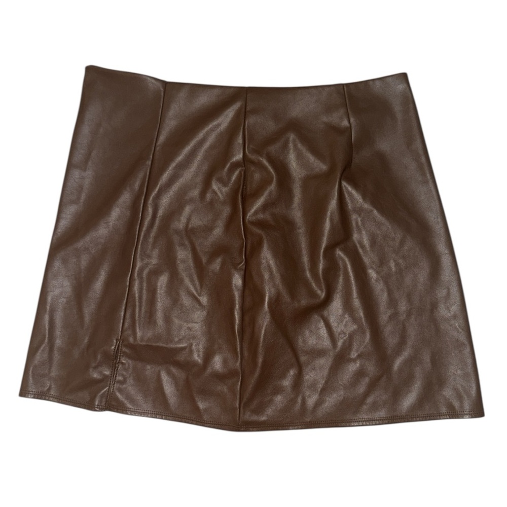 Old navy fitted mini skirt faux leather in espresso bark brown women’s size XL - Picture 3 of 10